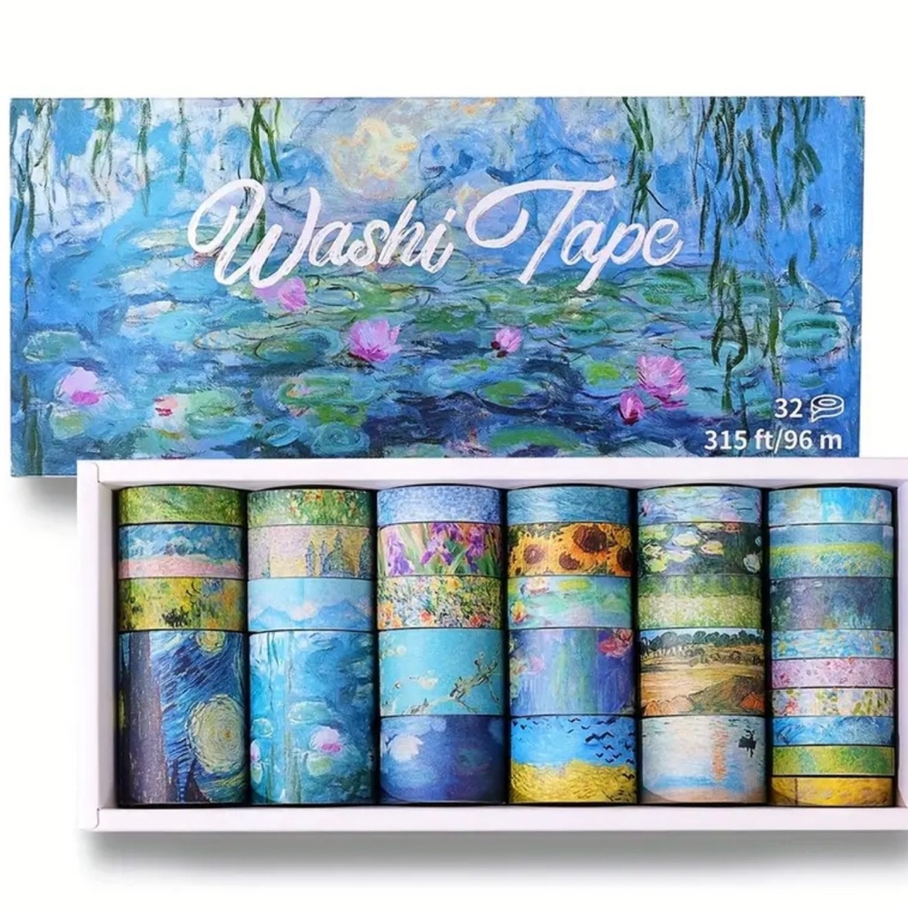 Artistic Blue and Green Washi Tape Set